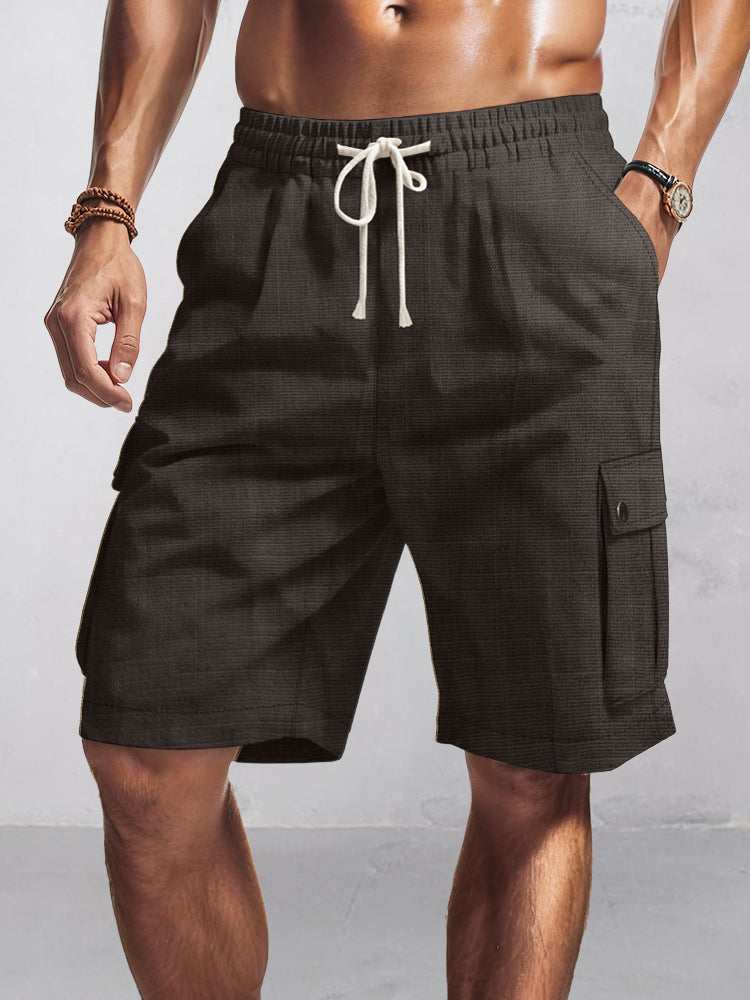 Short cargo multipoches à taille élastique