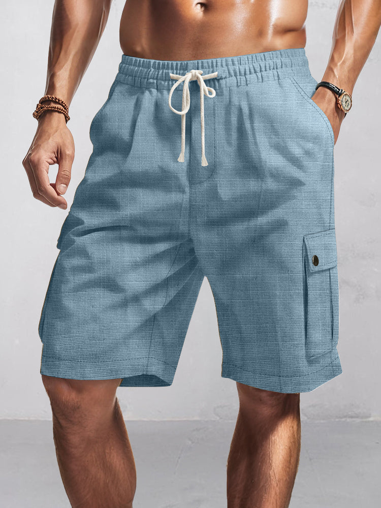 Short cargo multipoches à taille élastique
