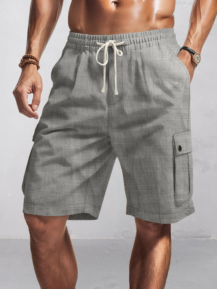 Short cargo multipoches à taille élastique