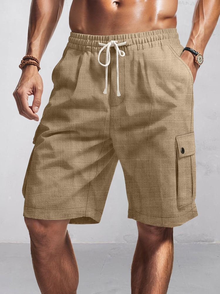 Short cargo multipoches à taille élastique
