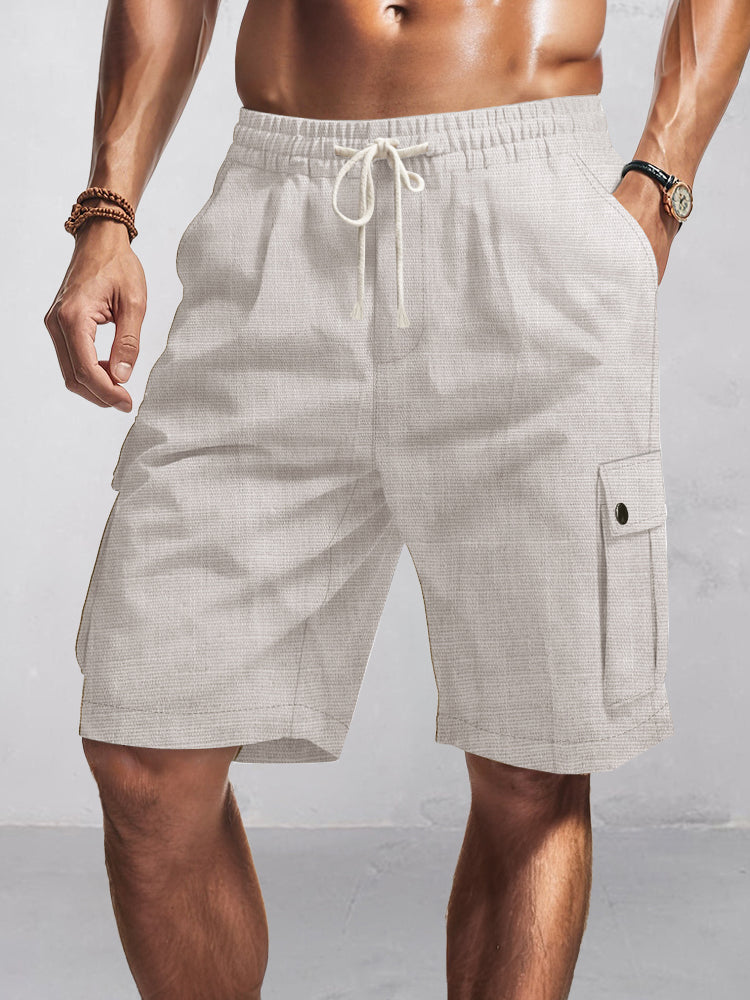 Short cargo multipoches à taille élastique