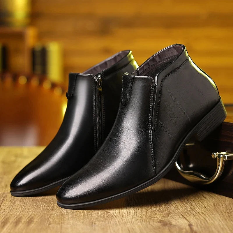 Bottines effet cuir à zip latéral