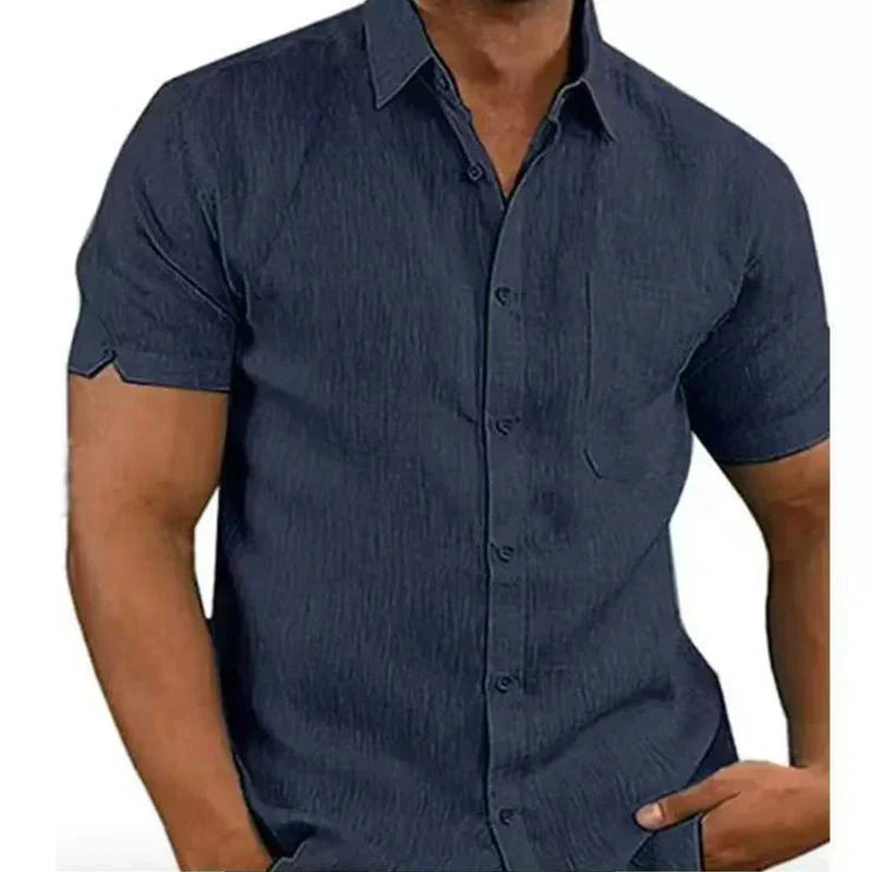 Chemise d'été aspect lin poche poitrine