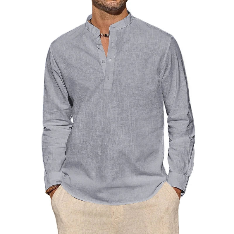 Chemise à encolure henley boutonnée