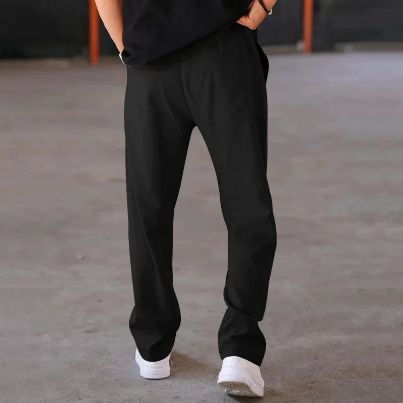 Pantalon coupe relax taille à cordon tissu lisse homme – Bourgueil