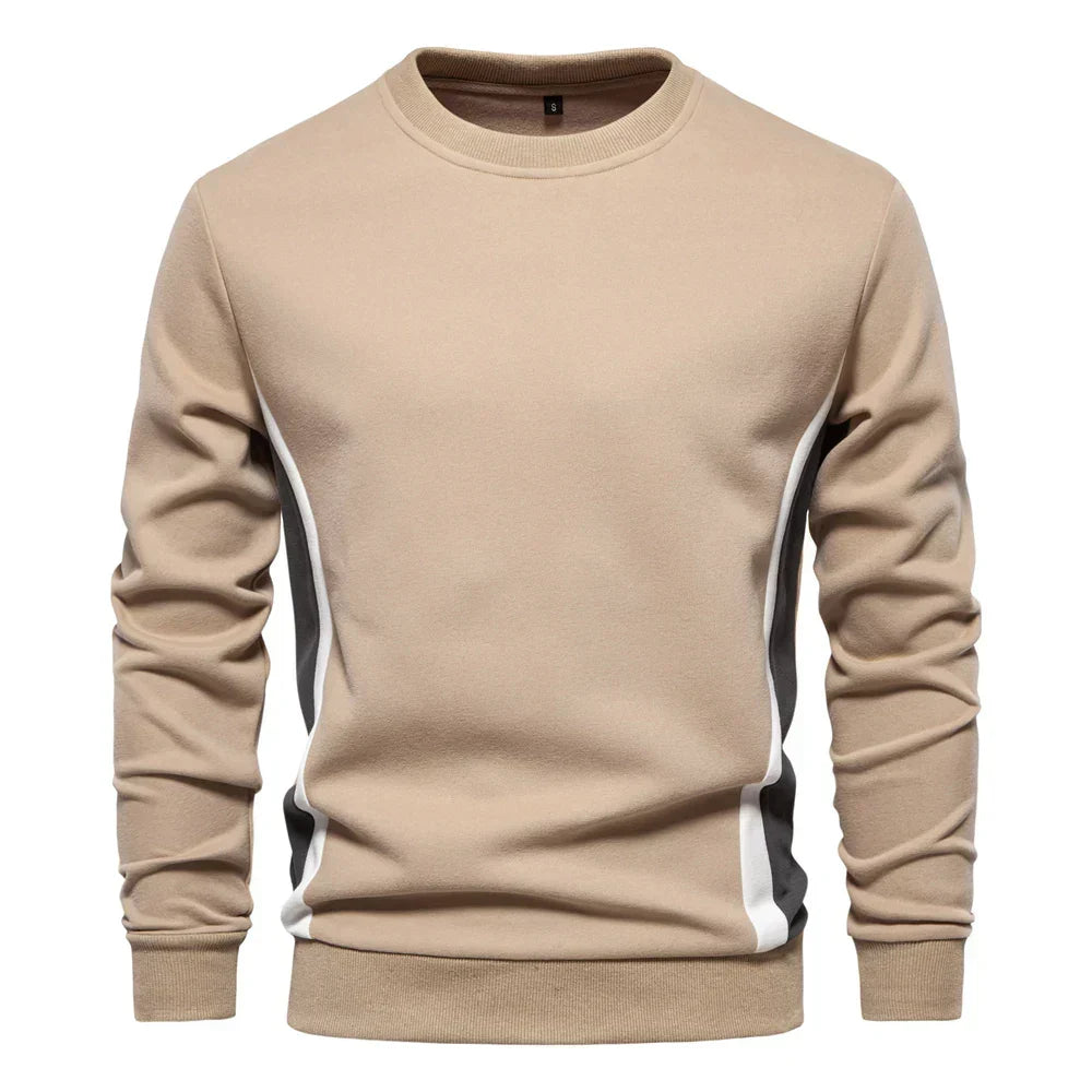 Pull col rond bandes latérales contrastées