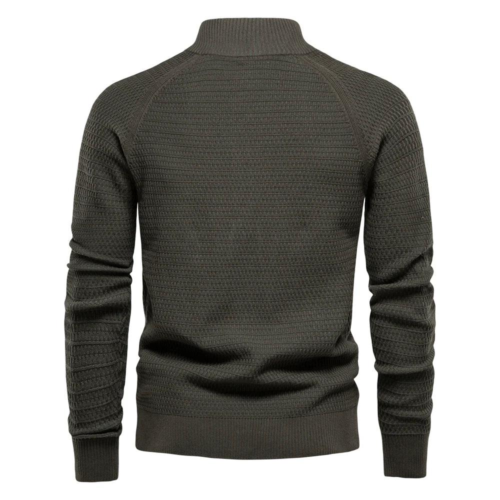 Cardigan col montant boutonné maille texturée marine