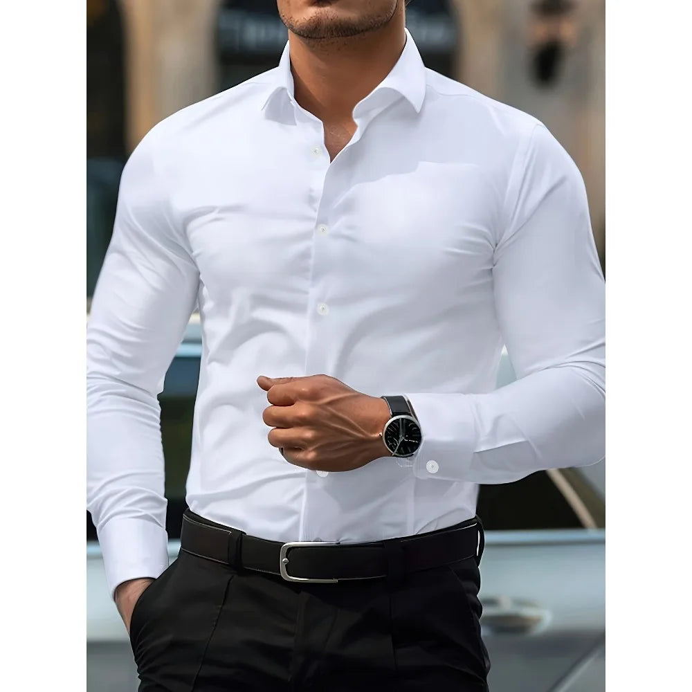 Chemise unie à manches longues