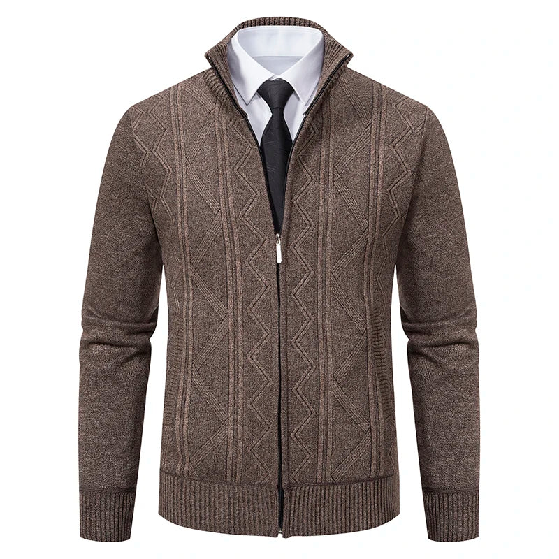 Gilet zippé en maille à col montant
