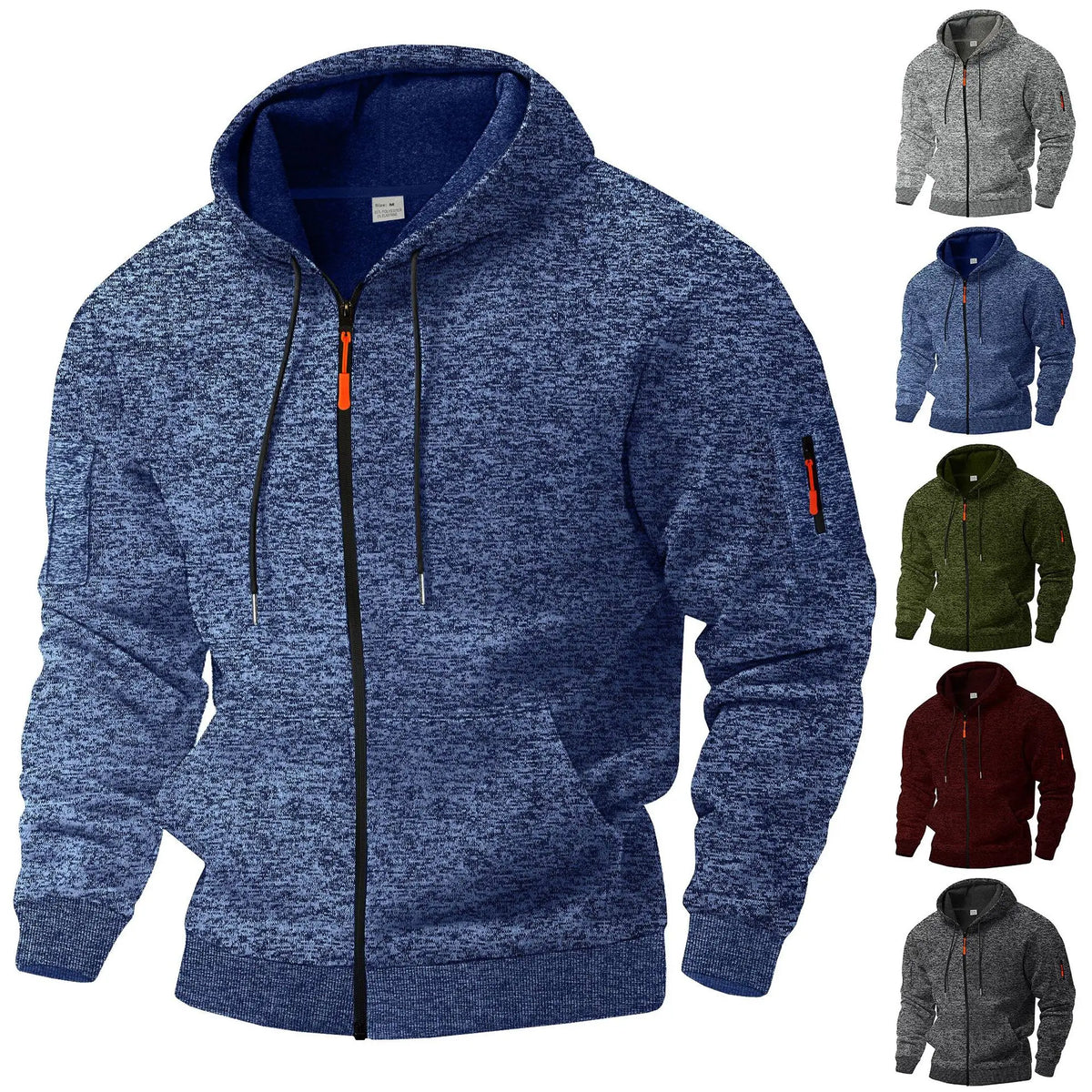 Veste polaire zippée à capuche chinée