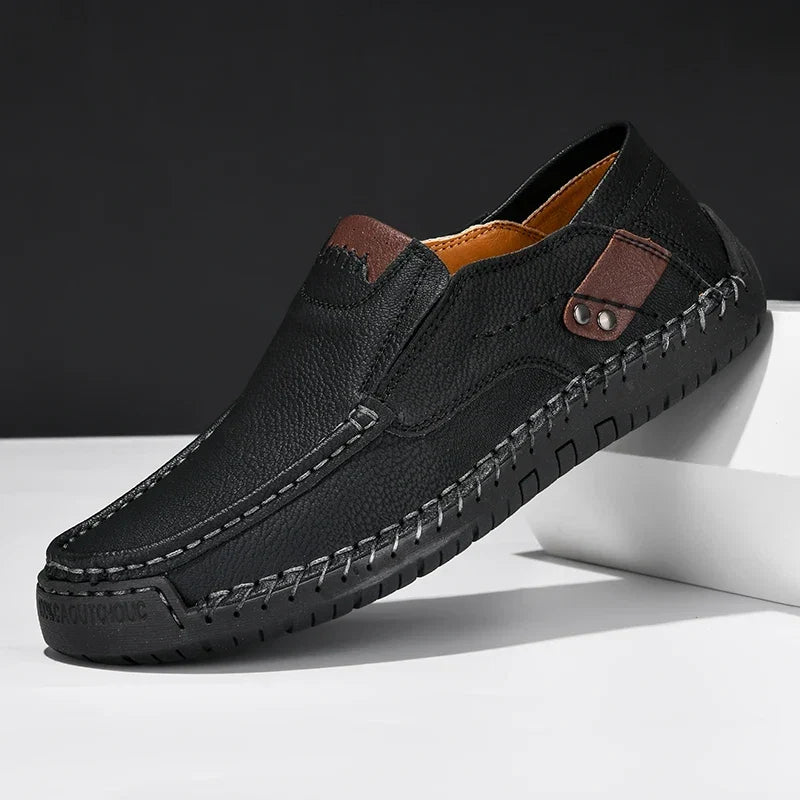 Mocassins aspect daim à surpiqûres apparentes