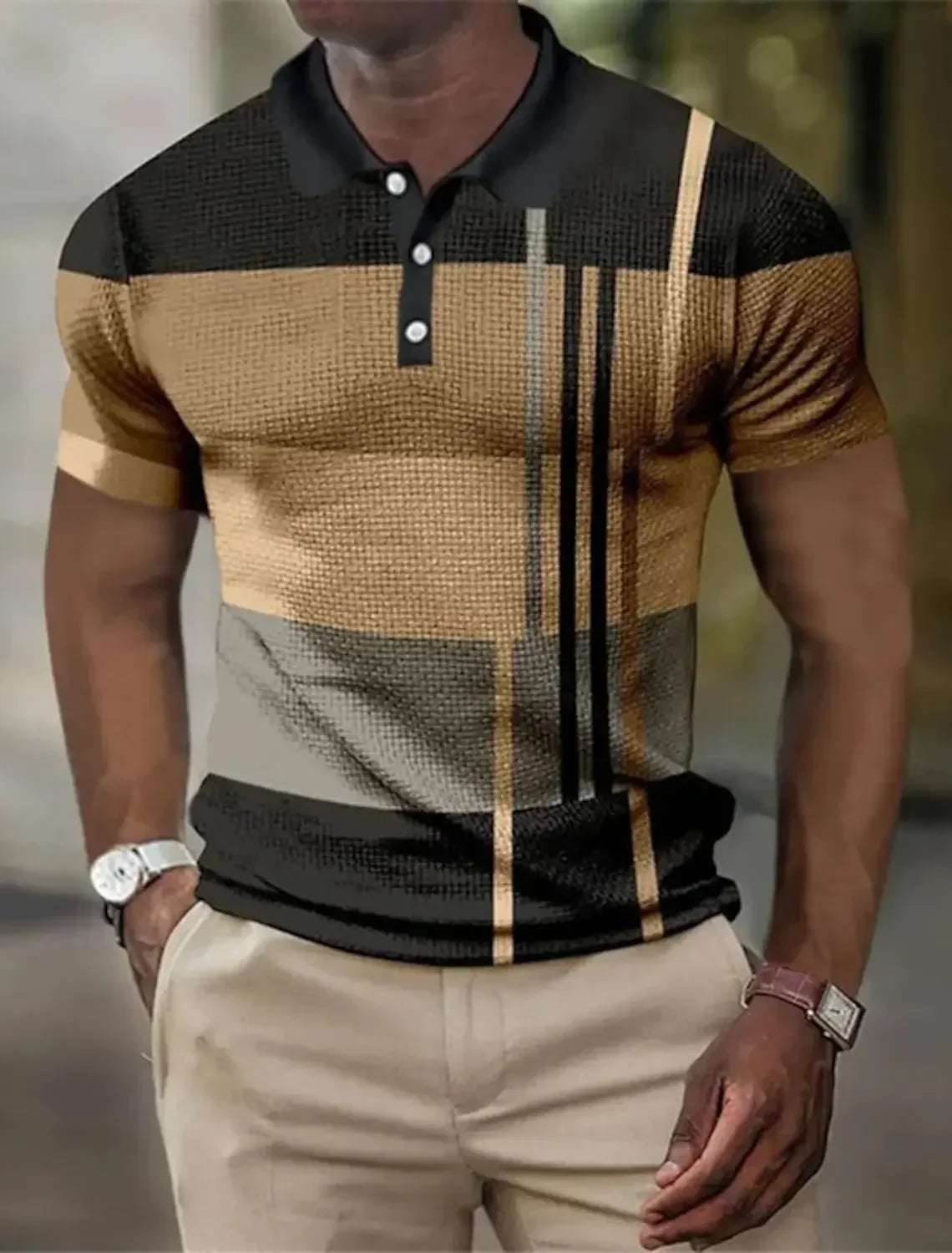 Polo à rayures col boutonné