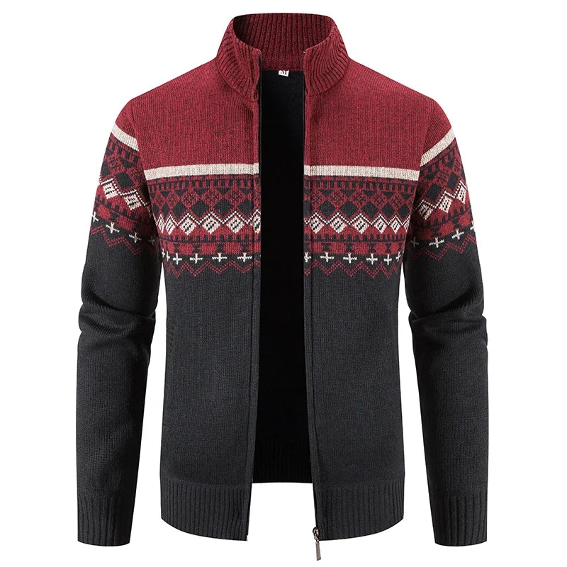 Gilet zippé en maille jacquard bicolore
