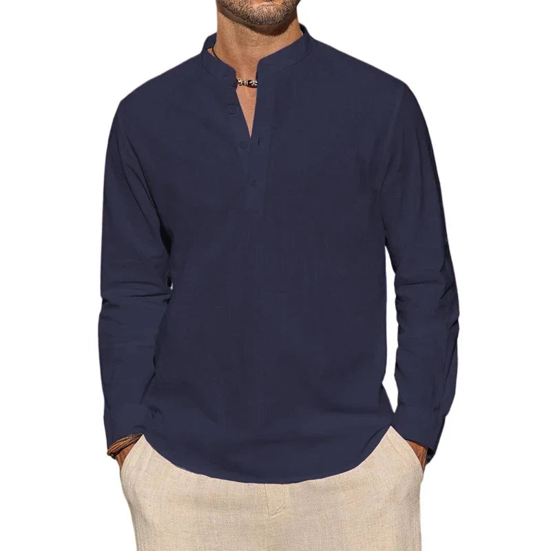 Chemise à encolure henley boutonnée