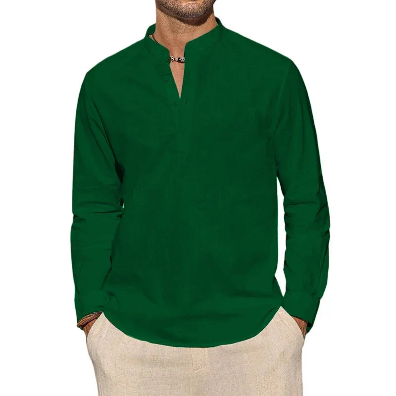 Chemise à encolure henley boutonnée