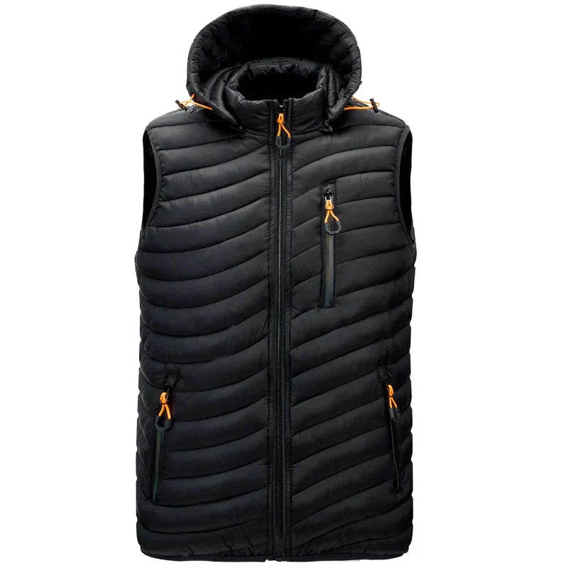 Gilet rembourré sans manches à capuche