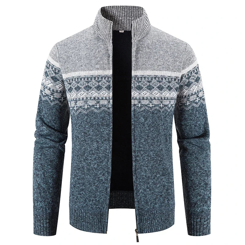 Gilet zippé en maille jacquard bicolore