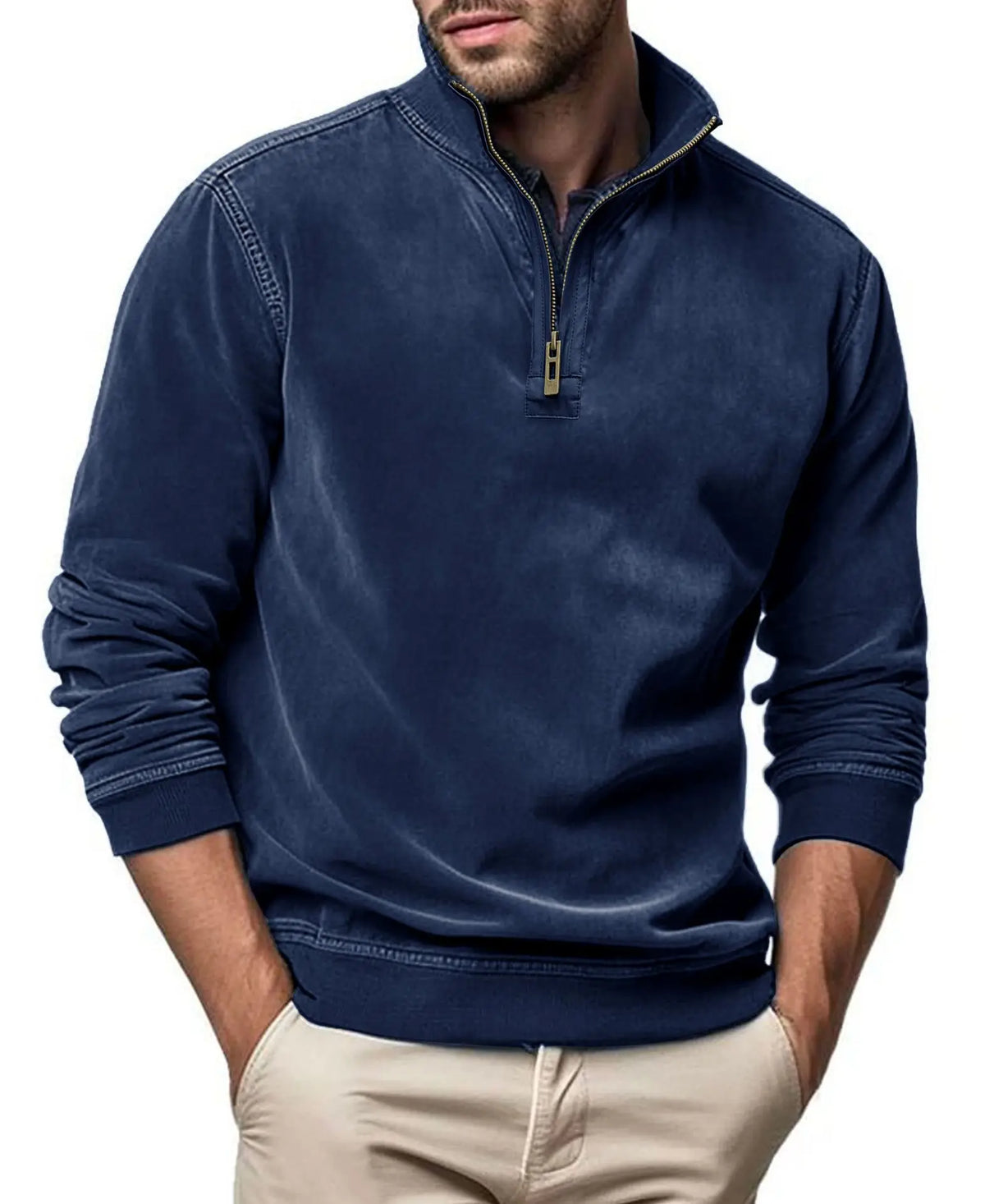 Pull col montant demi-zip maille épaisse