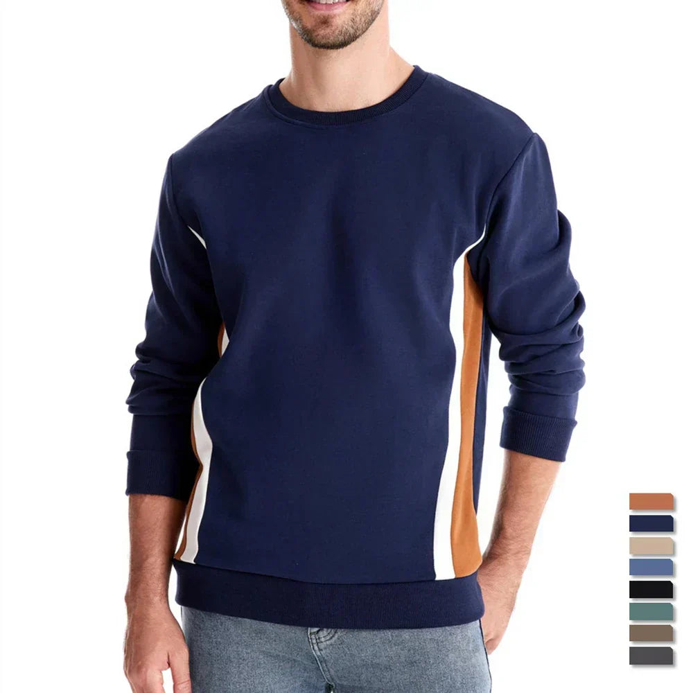 Pull col rond bandes latérales contrastées