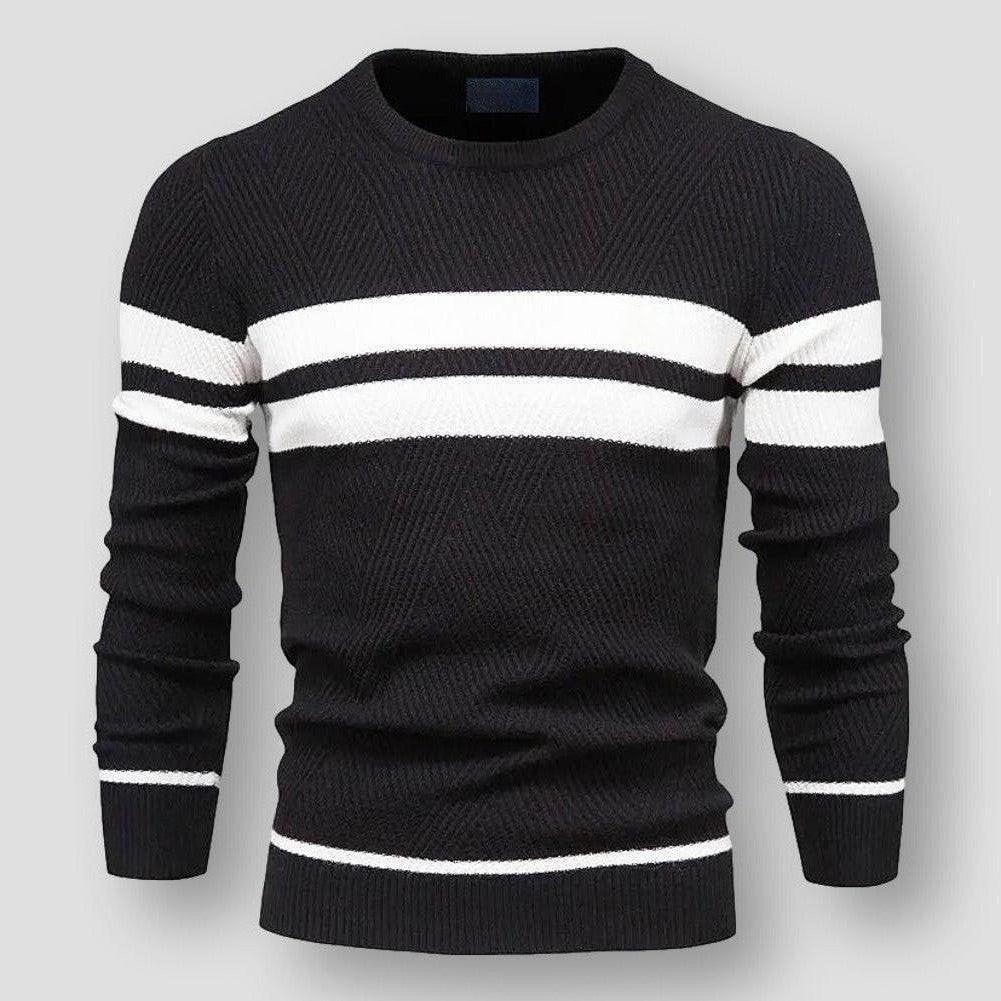 Pull col rond en maille rayée