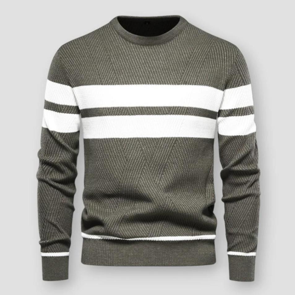 Pull col rond en maille rayée