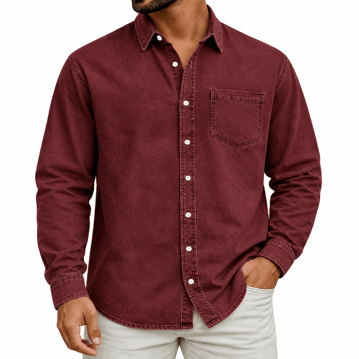 Chemise prélavée à poche poitrine