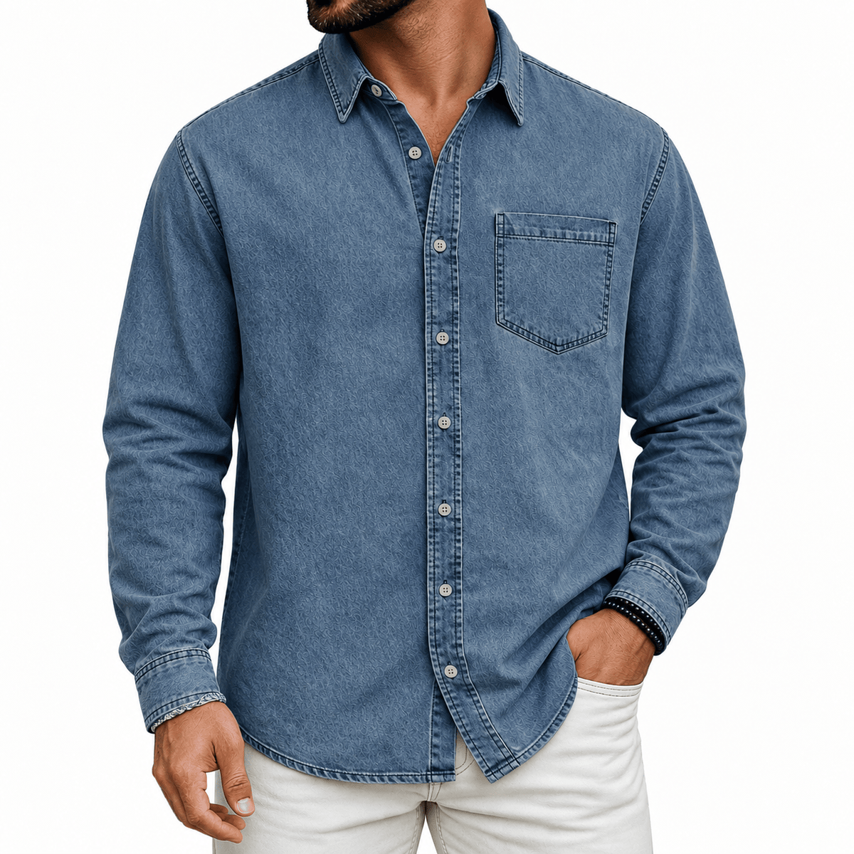 Chemise prélavée à poche poitrine