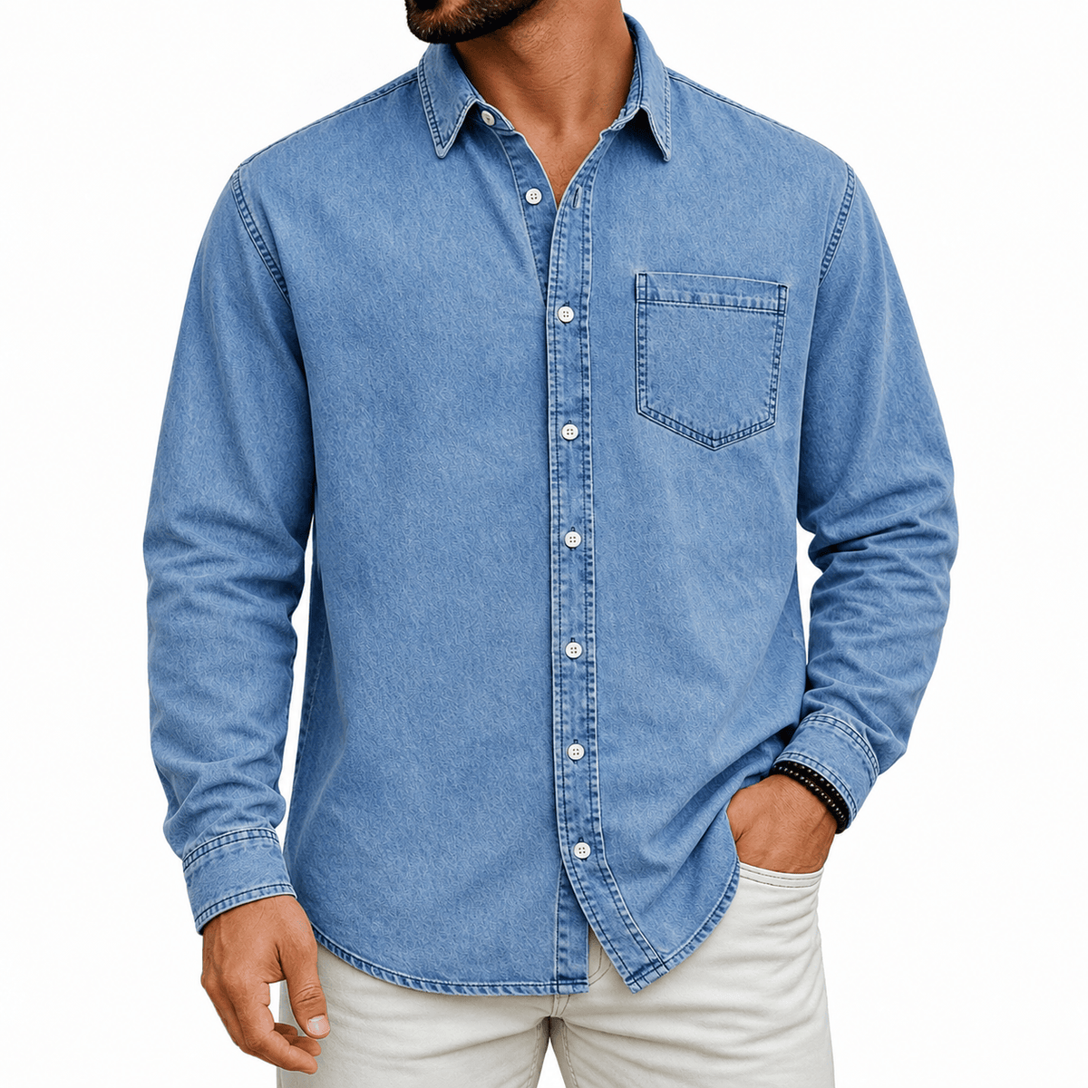 Chemise prélavée à poche poitrine