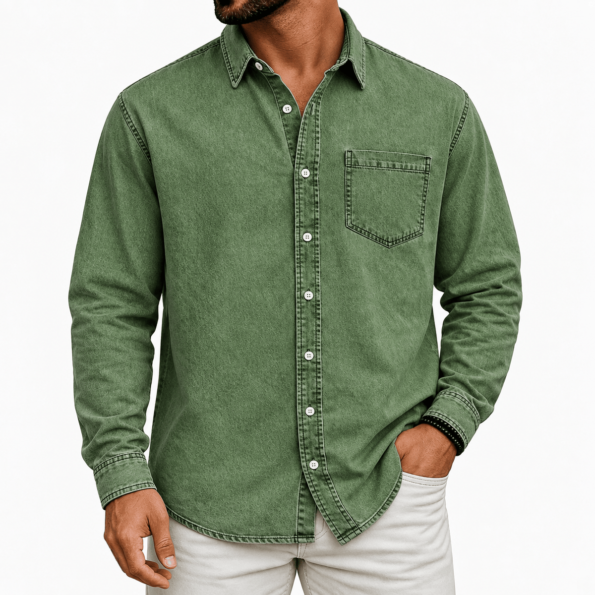 Chemise prélavée à poche poitrine