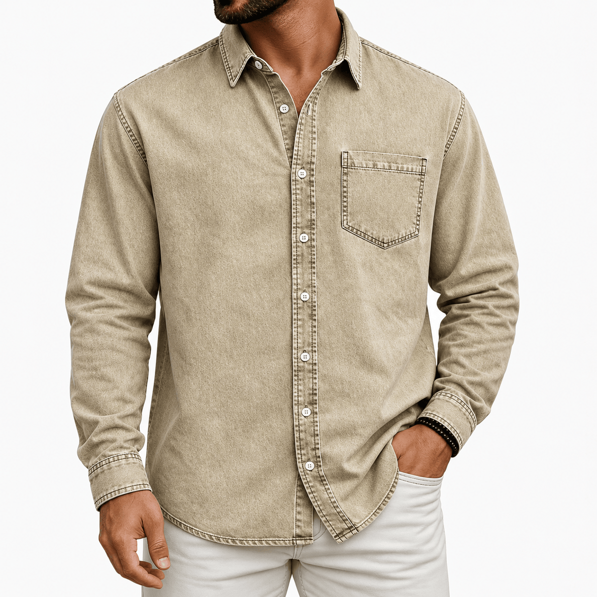 Chemise prélavée à poche poitrine