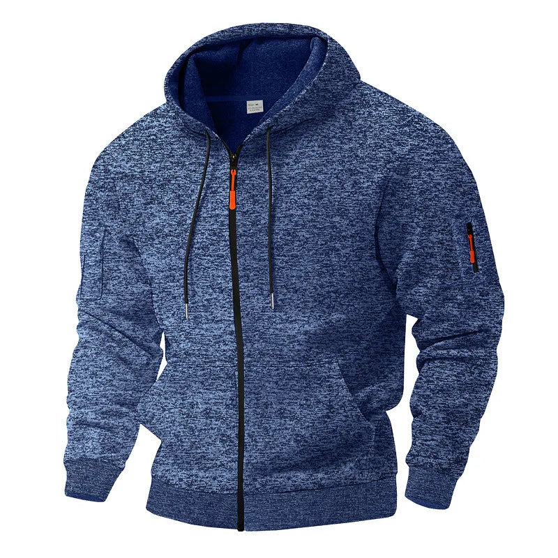 Veste polaire zippée à capuche chinée