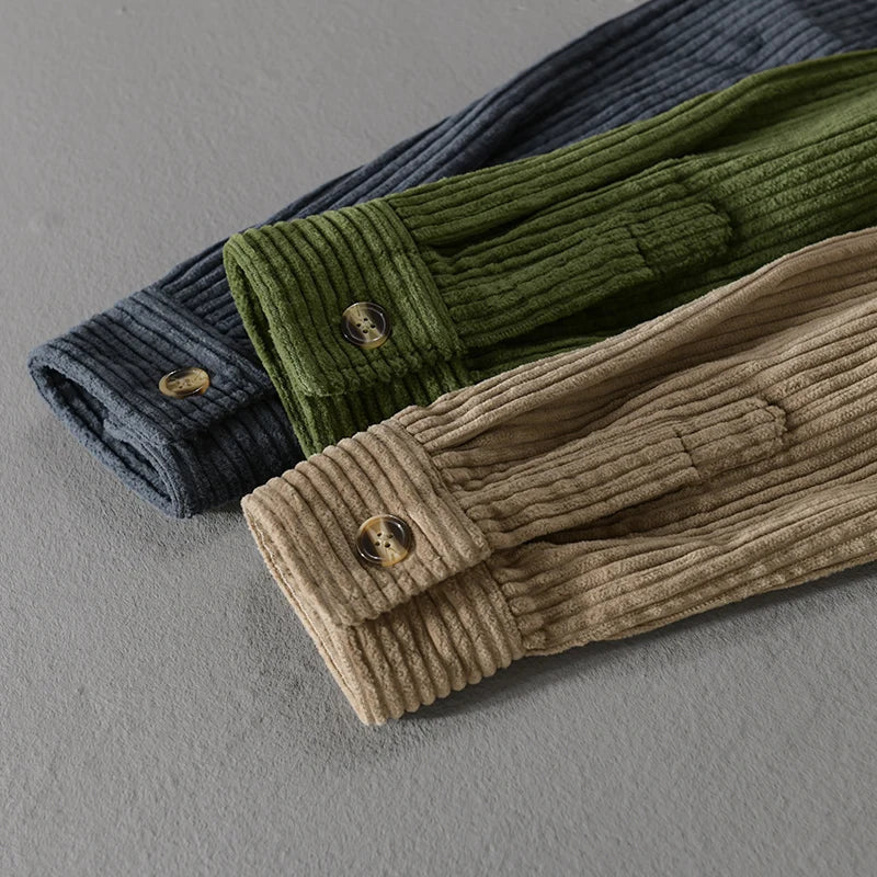 Chemise en velours côtelé coupe ajustée boutonnée homme – Fréhel