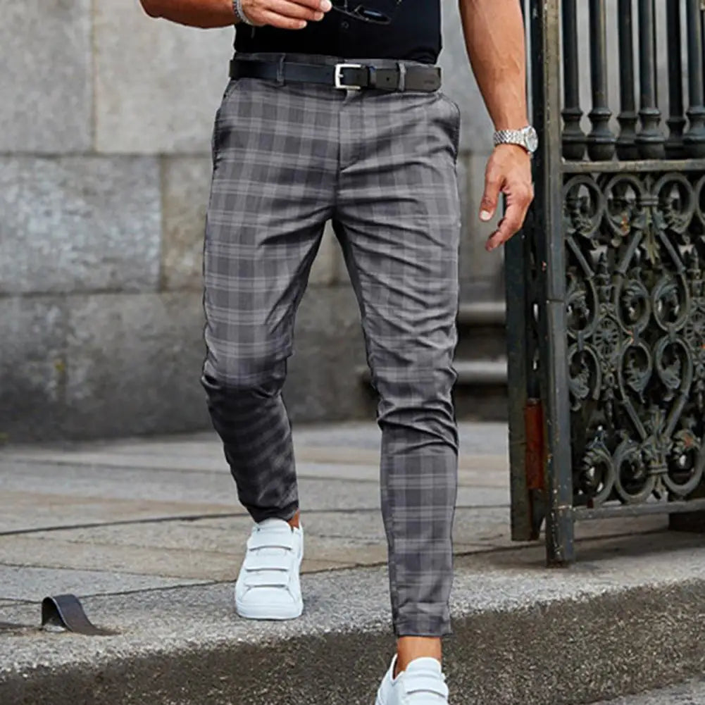 Pantalon décontracté à carreaux coupe confortable motif classique homme – Cahors