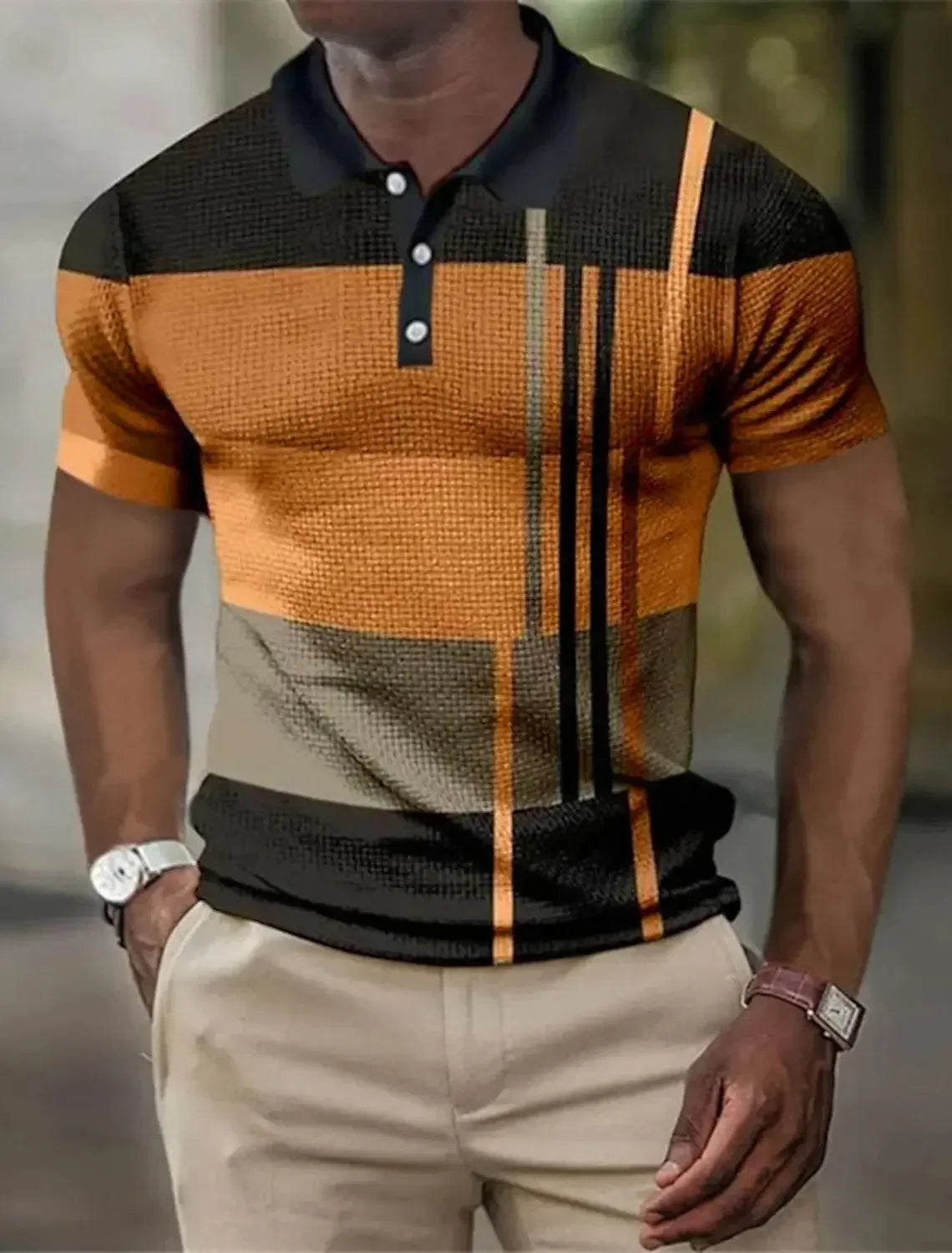 Polo à rayures col boutonné