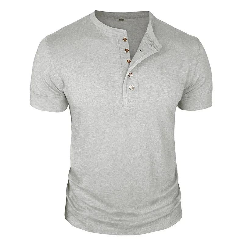 T-shirt col tunisien boutonné