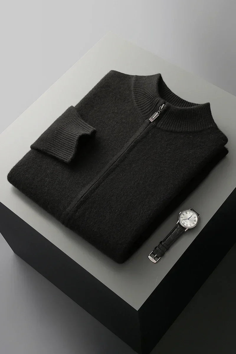 Gilet de luxe en laine de cachemire coupe soignée premium homme – Noir