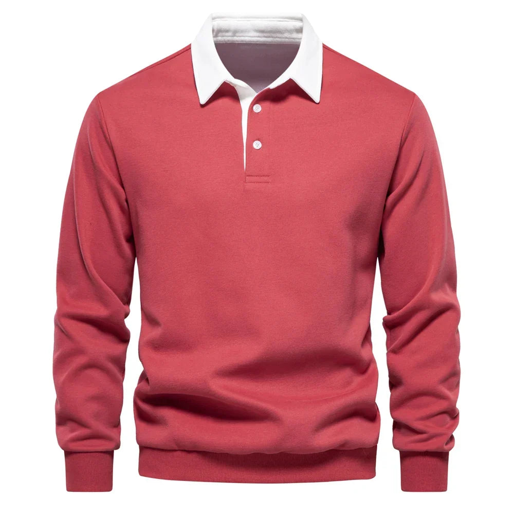 Sweat polo à col blanc contrasté