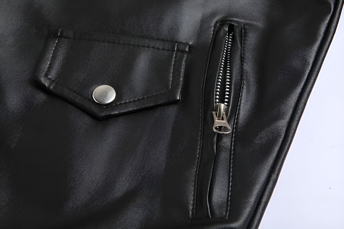 Veste en cuir style classique coupe ajustée col droit homme – Mauléon