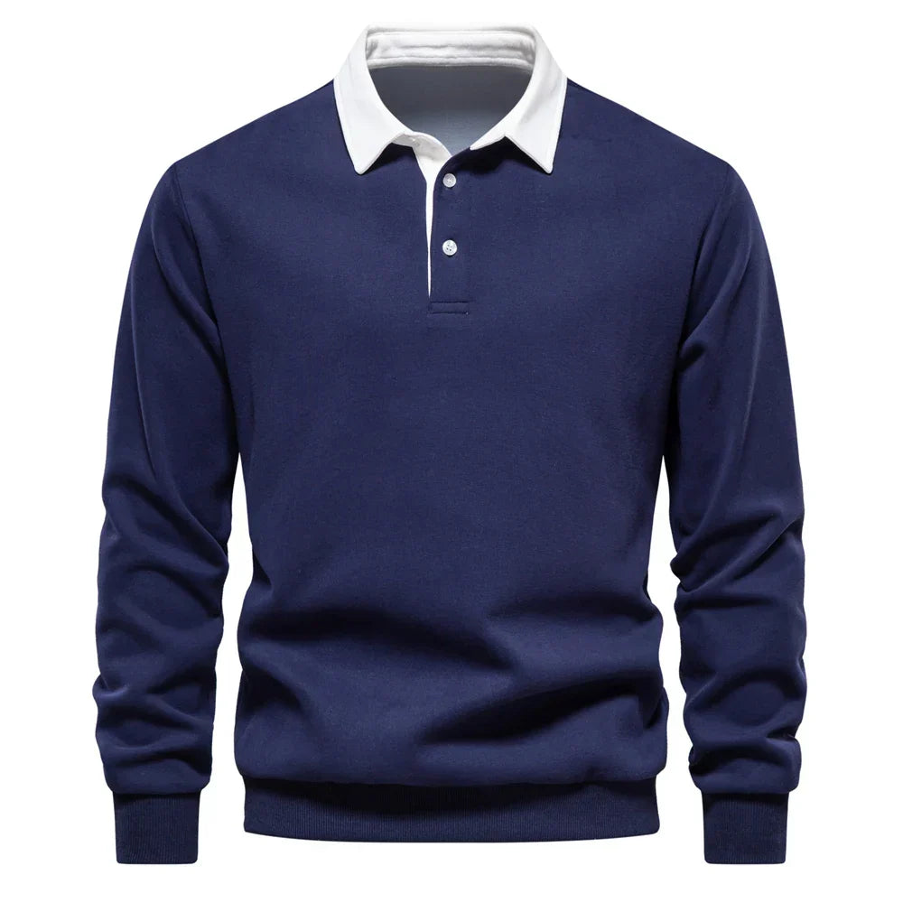 Sweat polo à col blanc contrasté