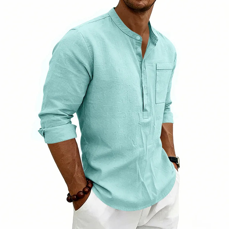 Chemise d'été col ouvert poche poitrine
