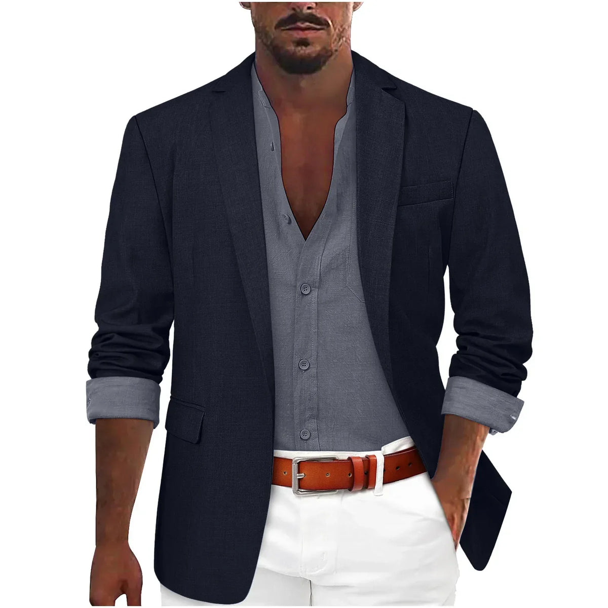 Blazer d'été col cranté poches à rabat
