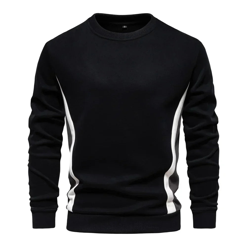 Pull col rond bandes latérales contrastées