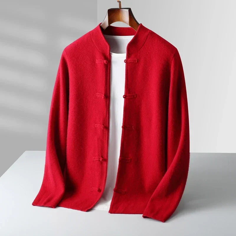 Cardigan boutonné à col montant