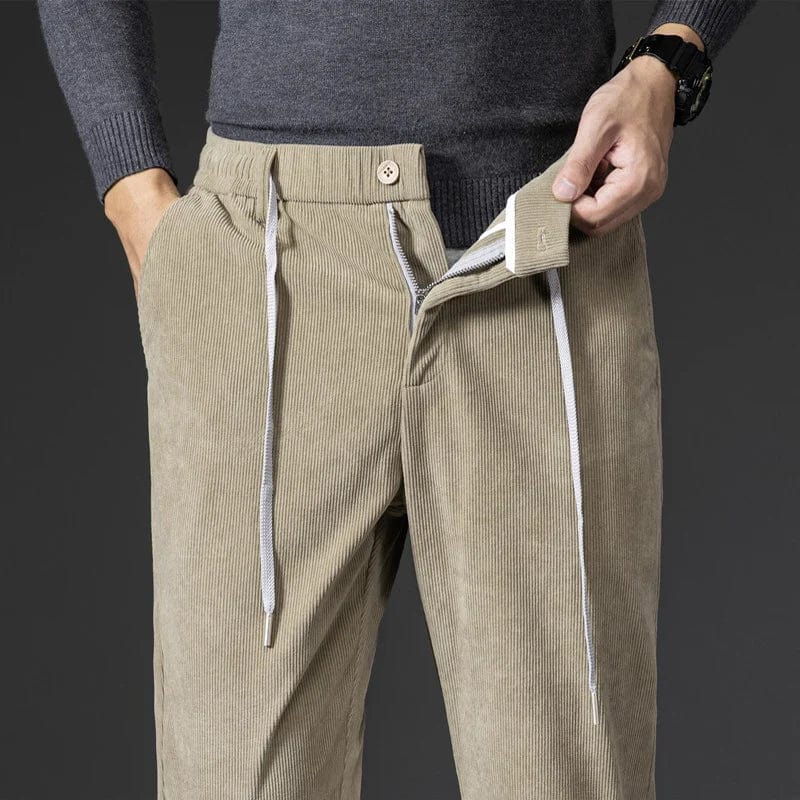 Pantalon en velours extensible coupe droite