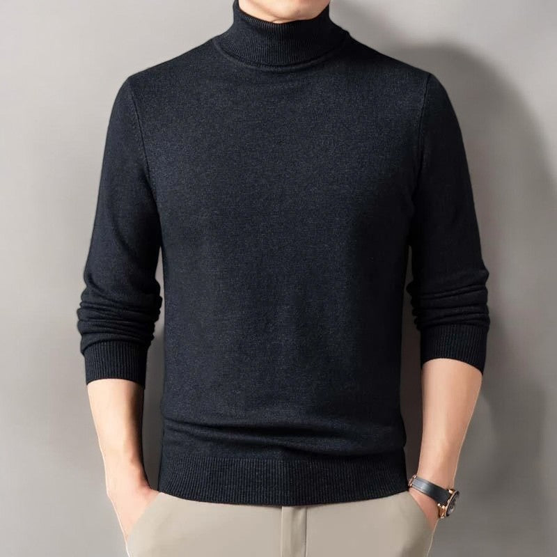 Pull à col haut en maille chaude à la finition soignée homme – Serre-Ponçon