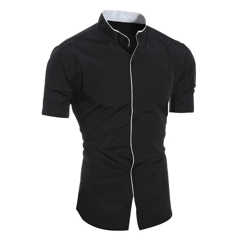 Chemise manches courtes à col montant