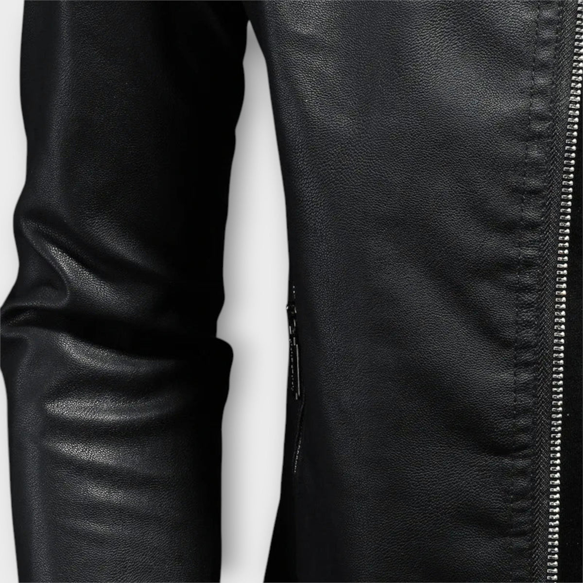 Veste effet cuir bleue col montant matelassé