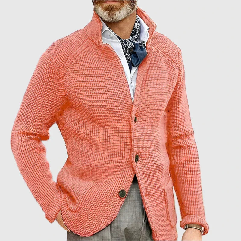 Cardigan en maille intemporelle boutonné du bureau à la soirée homme – Saumon