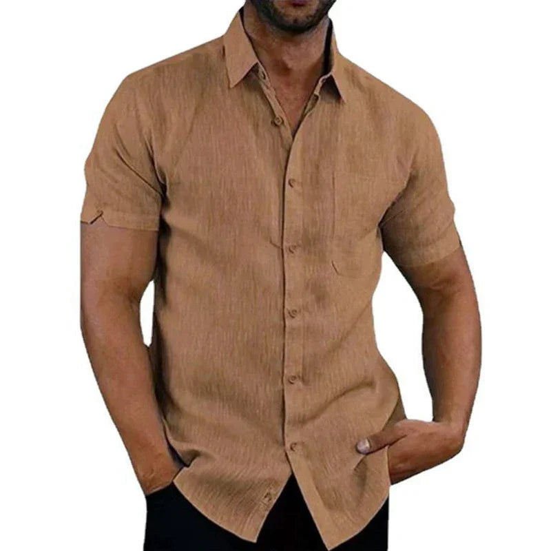 Chemise d'été aspect lin poche poitrine