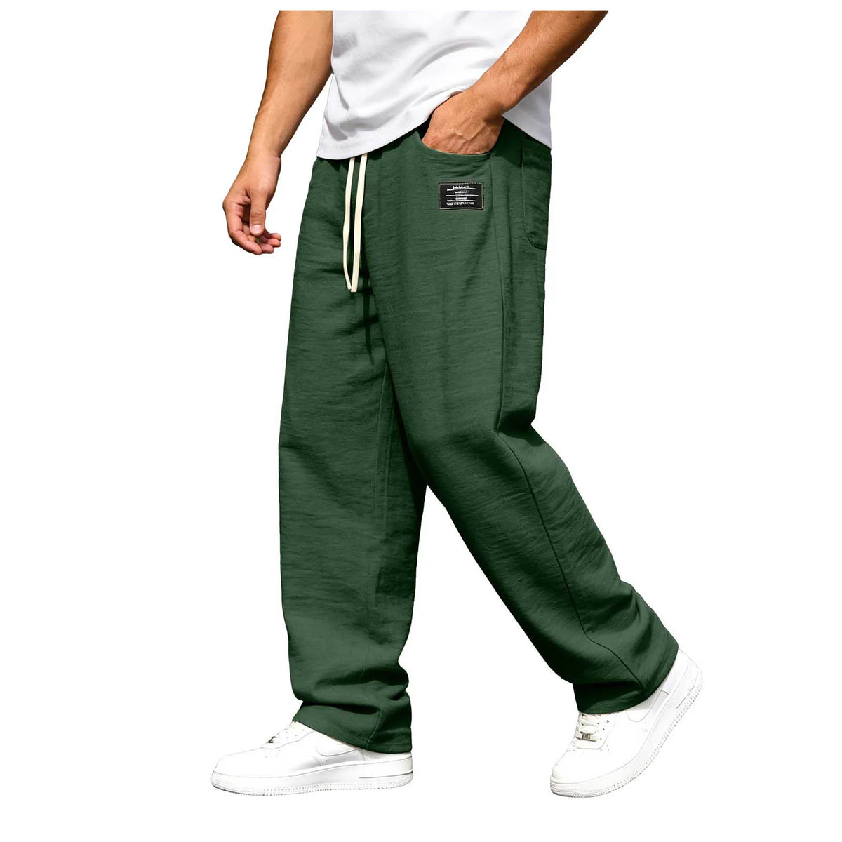 Pantalon droit ample à taille cordon